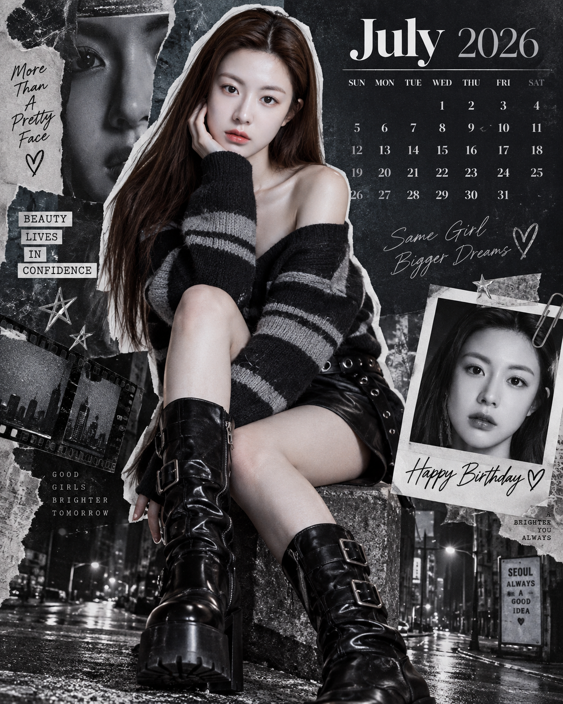 Vertical Digital Collage K-pop Idol Fashion Wallpaper