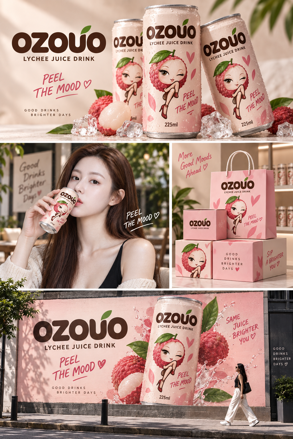 OZOUOライチ果実飲料ブランドマーケティング全シーン視覚ポスター