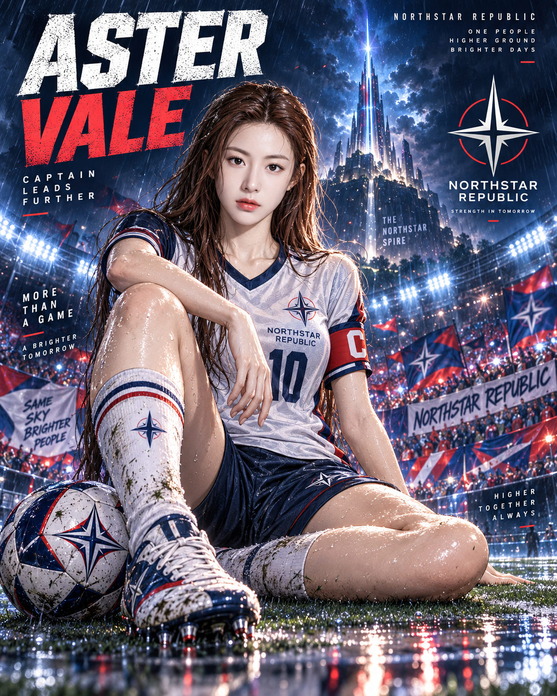 日本アニメ風オリジナルサッカー優勝ポスター