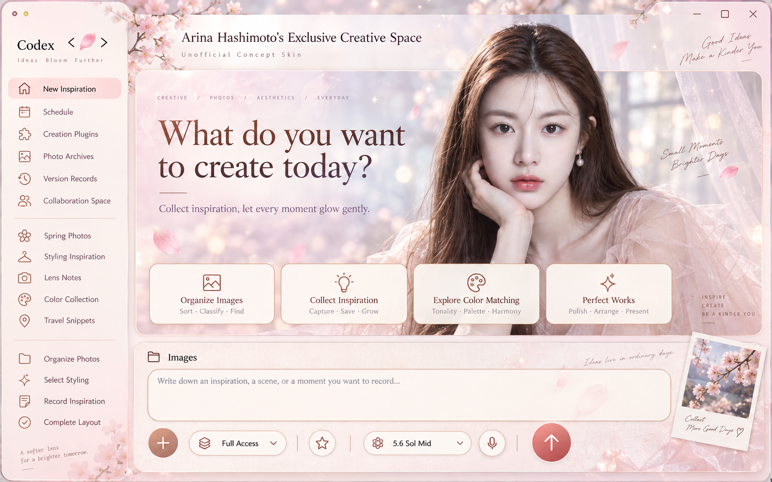 Spring Cherry Blossom Desktop App Skin Concept