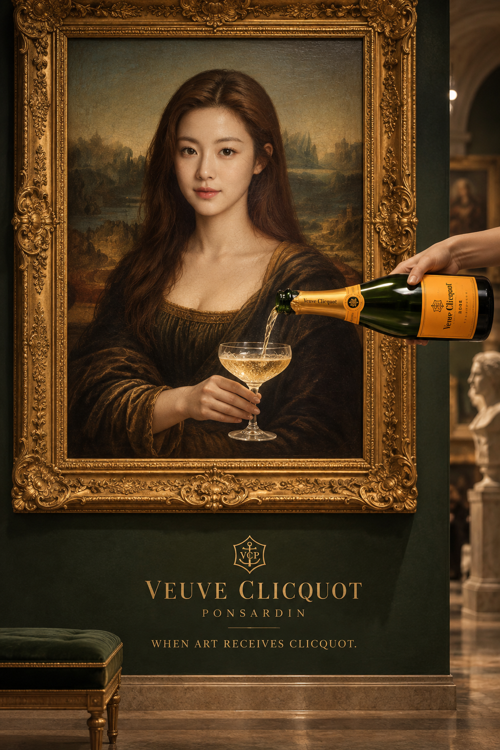 Veuve Clicquot Mona Lisa Surreal Museum Ad Poster
