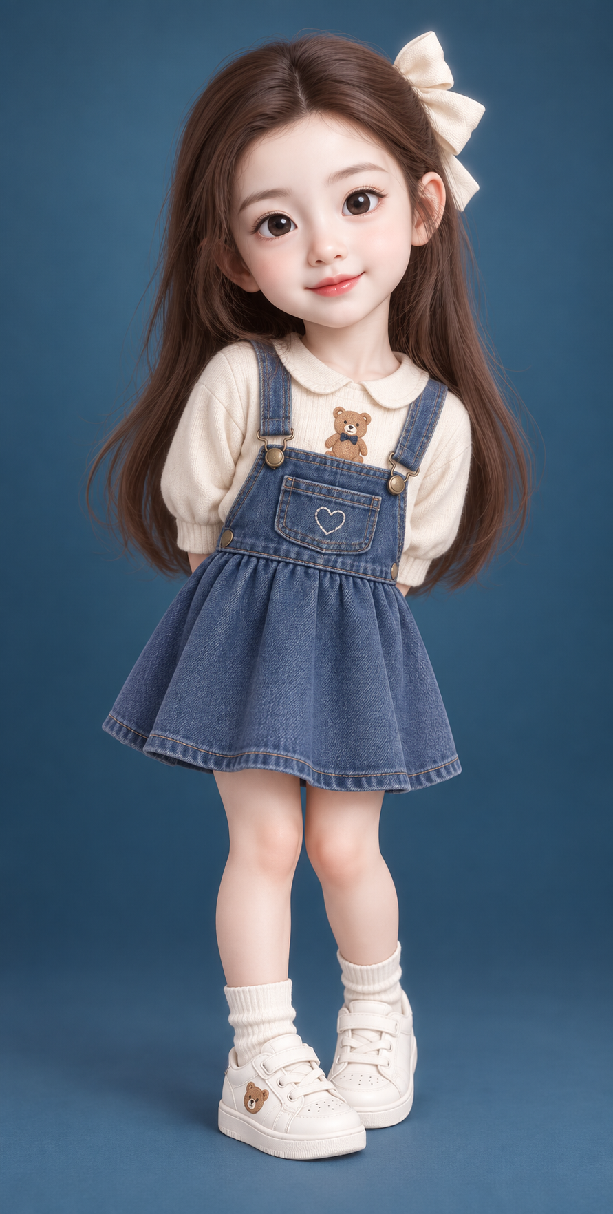 Portrait 3D cartoon mignon de tout-petit en pied