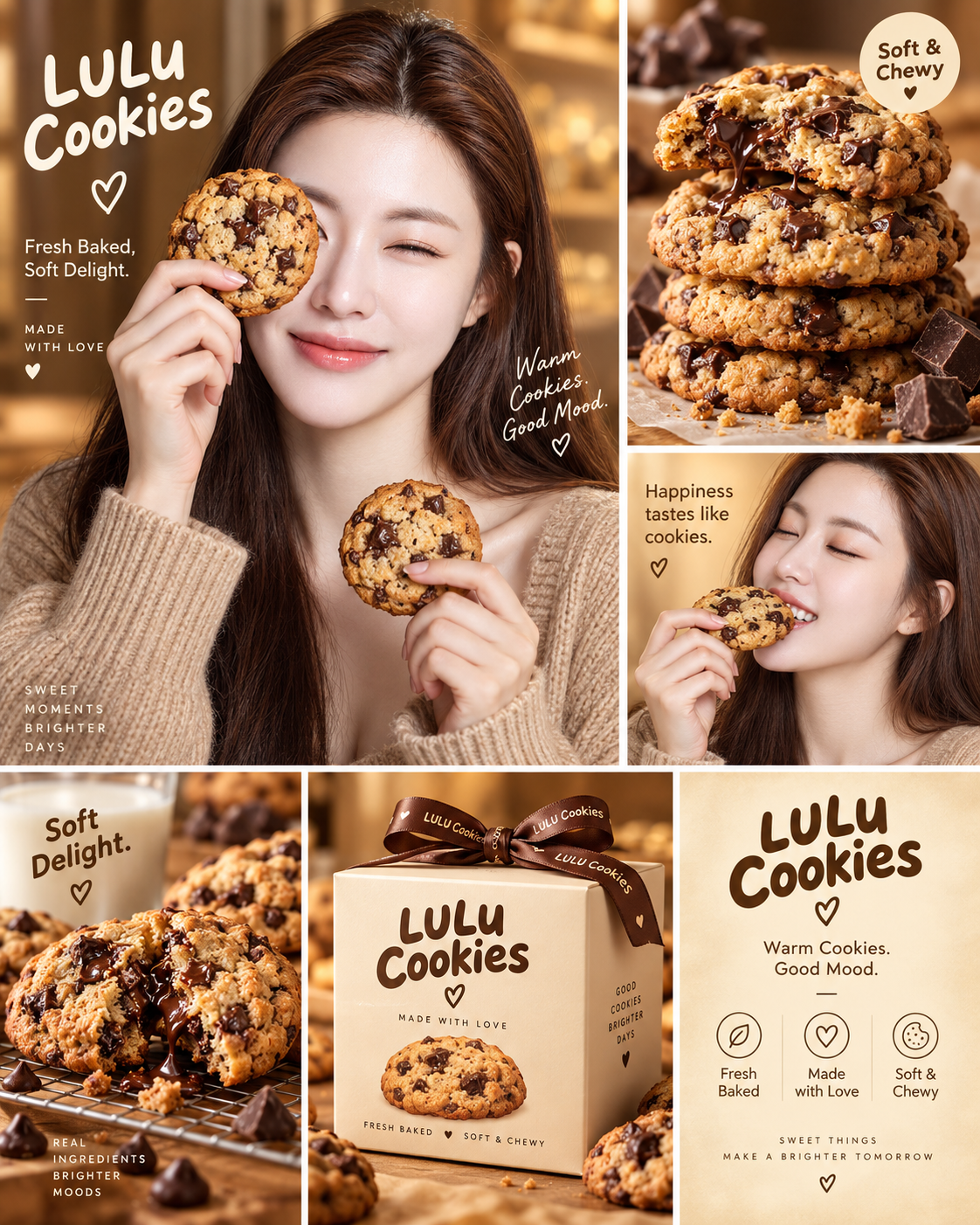 LULUクッキー高級ブランドビジュアル展示コラージュボード
