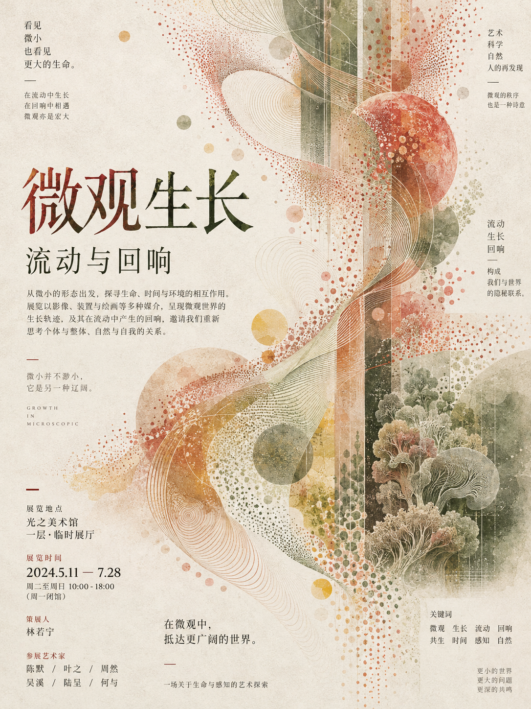 粒子感のある抽象中国美術展ポスター