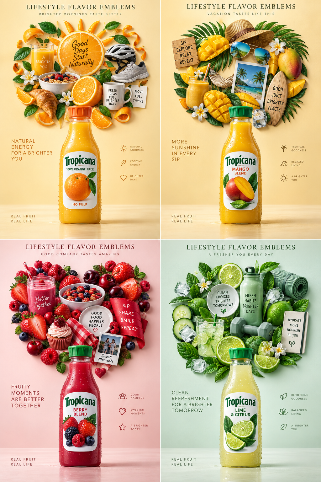 Affiche publicitaire créative avec logo Tropicana lifestyle