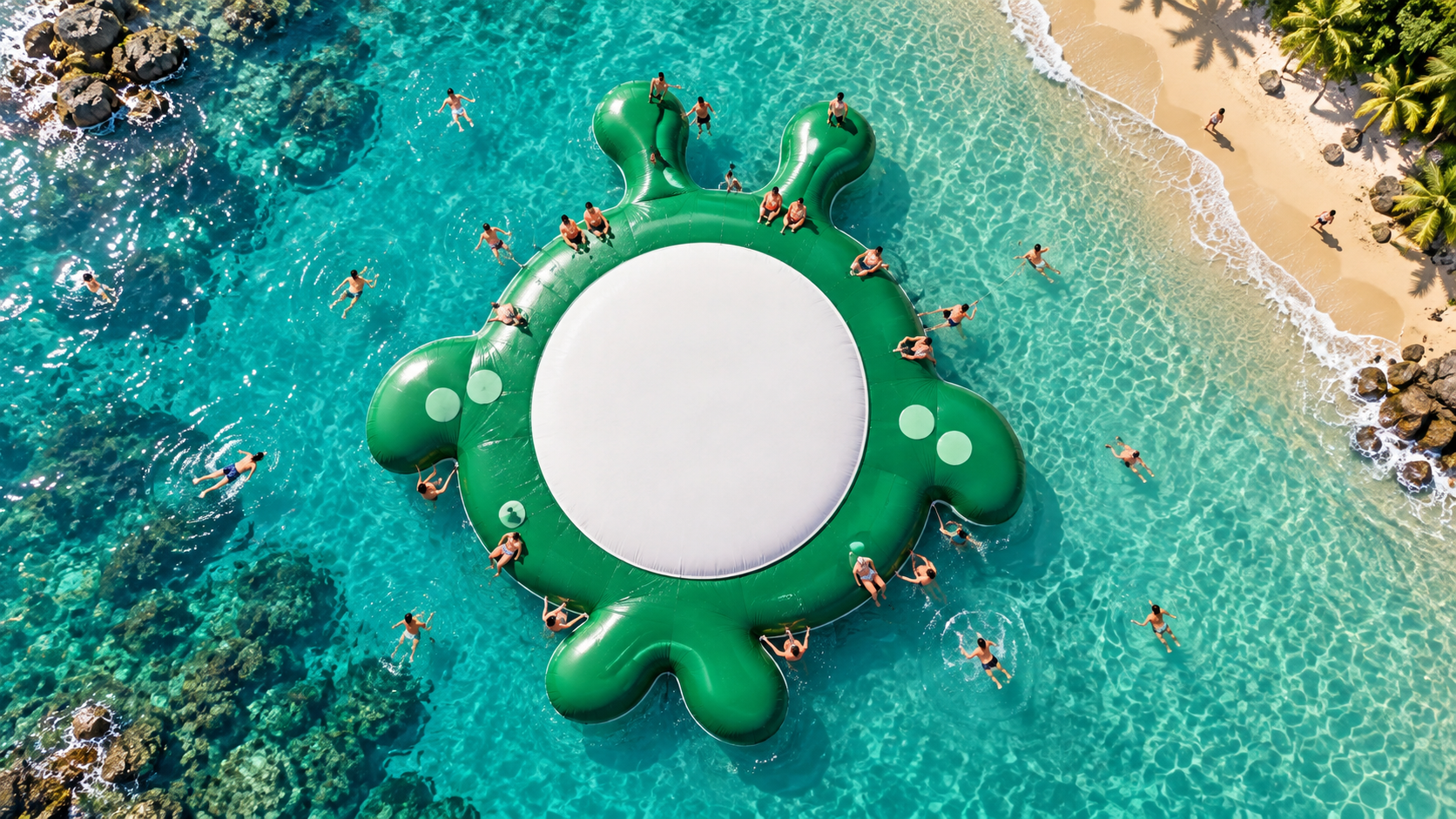 Giant Ocean-Themed Inflatable Platform Summer Carnival by the Blue Sea