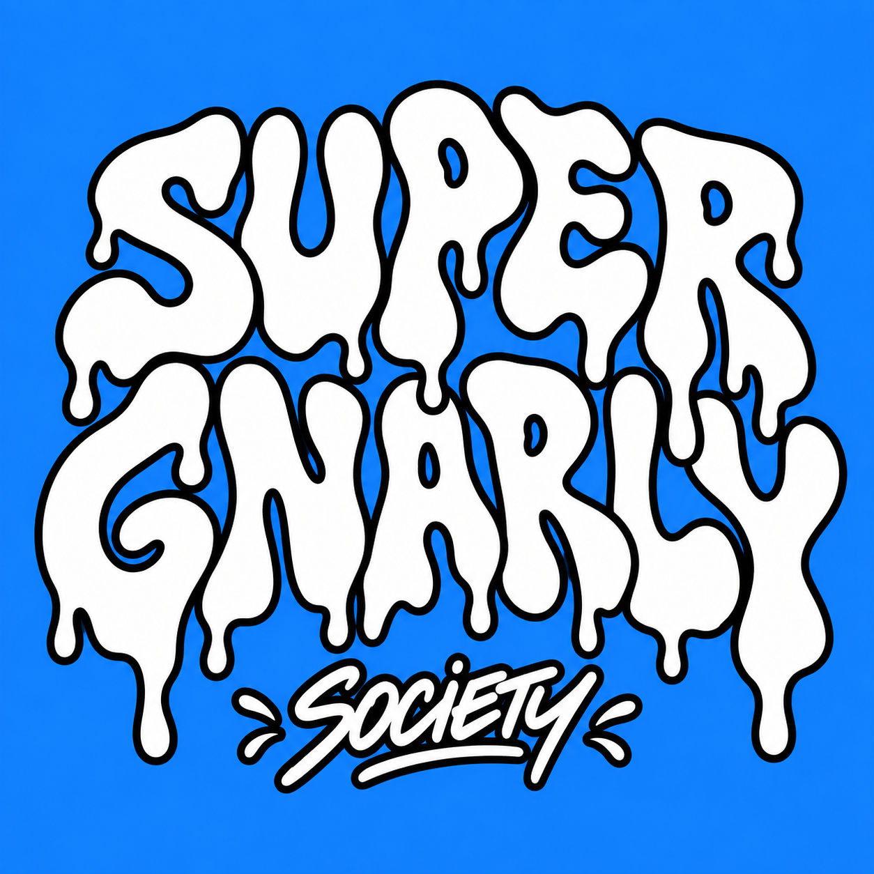 SUPER GNARLY SOCIETY Logo cartoon tordu