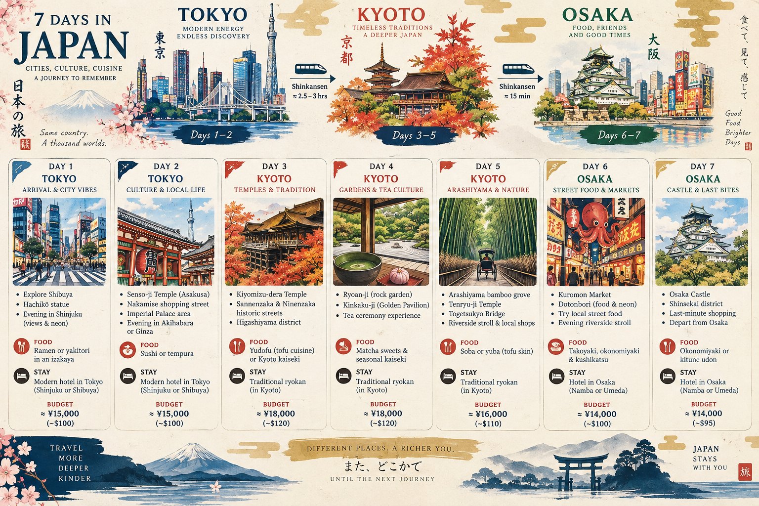 東京・京都・大阪を巡る7日間の日本情緒旅