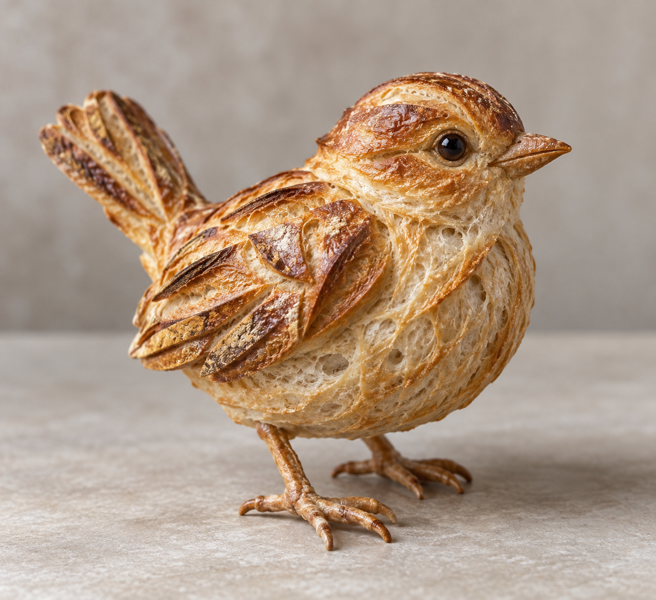Sculpture d'oiseau en pain au levain