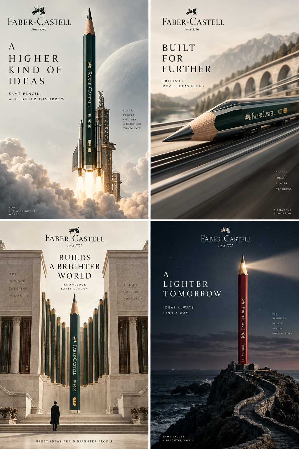Bảng trưng bày bốn ô tối giản cao cấp cho bút chì Faber-Castell