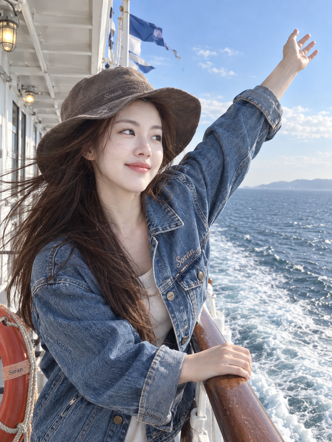 Photographie de rue d'une femme d'Asie de l'Est en croisière