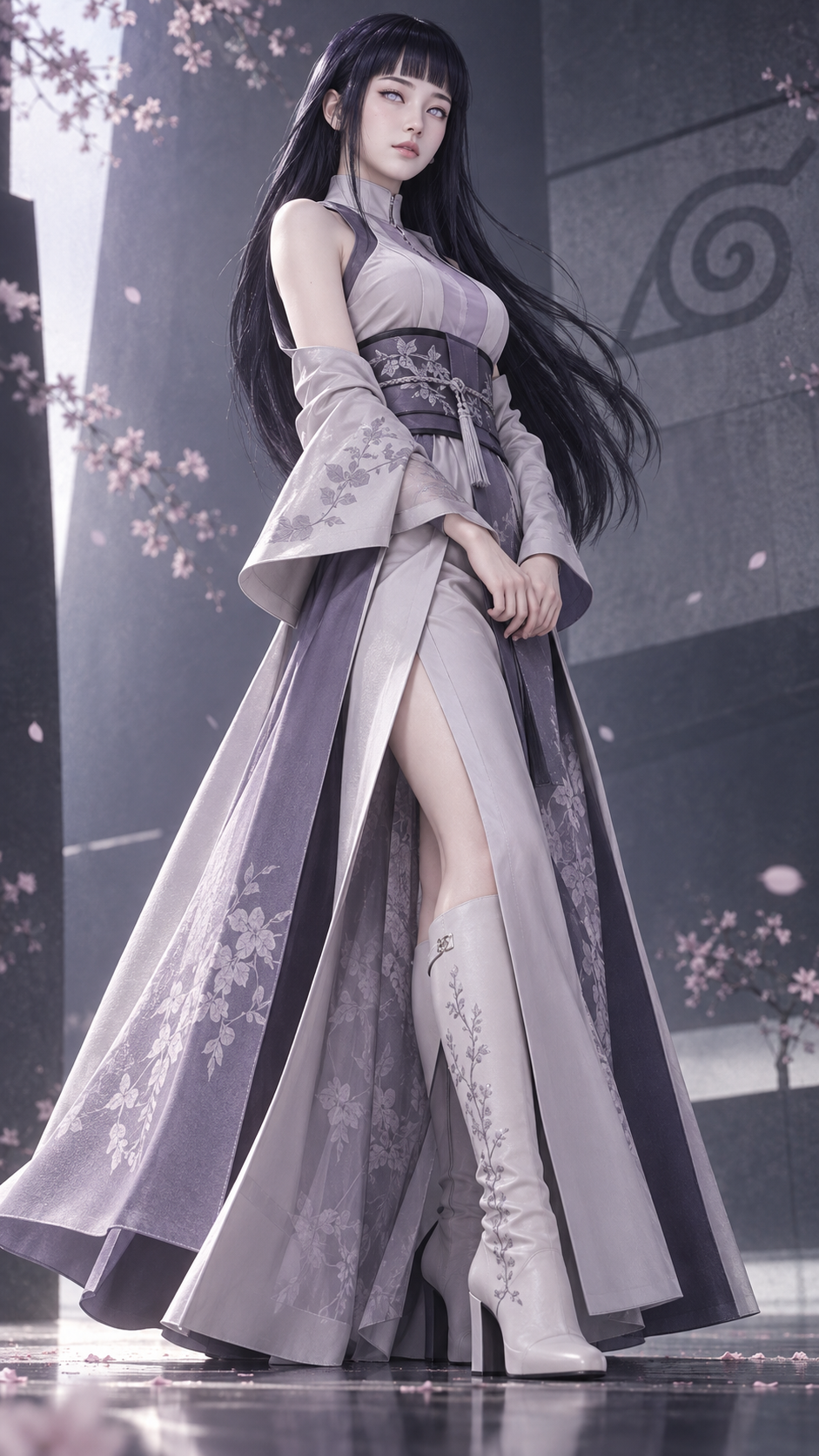 Affiche de magazine haute couture semi-réaliste des personnages féminins de Naruto