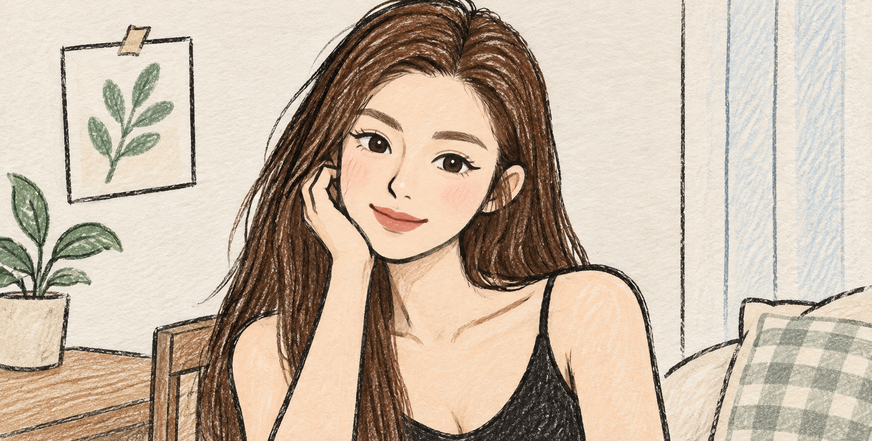 温かみのある手描き落書き風の大人の肖像