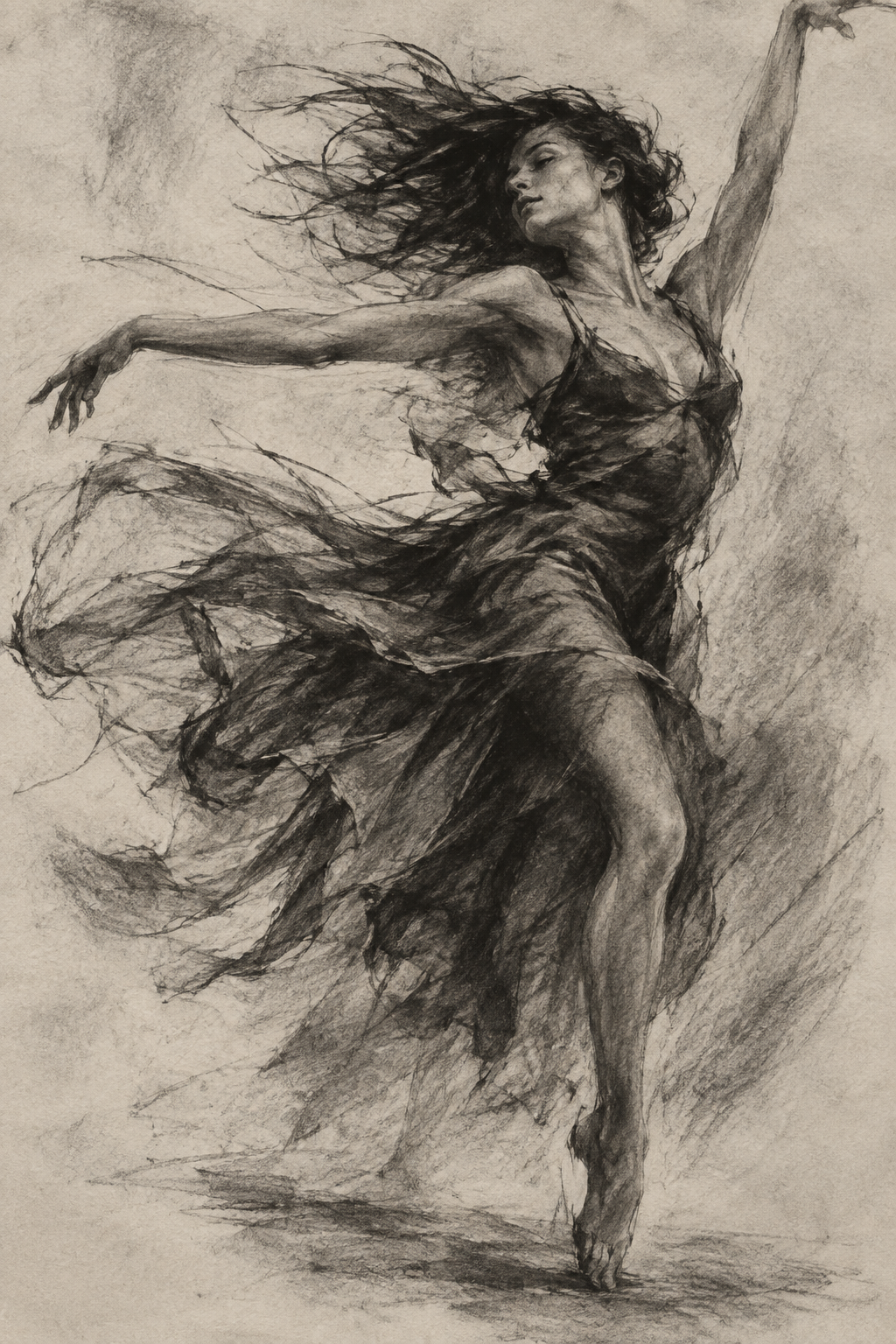表现力炭笔线条主题插画