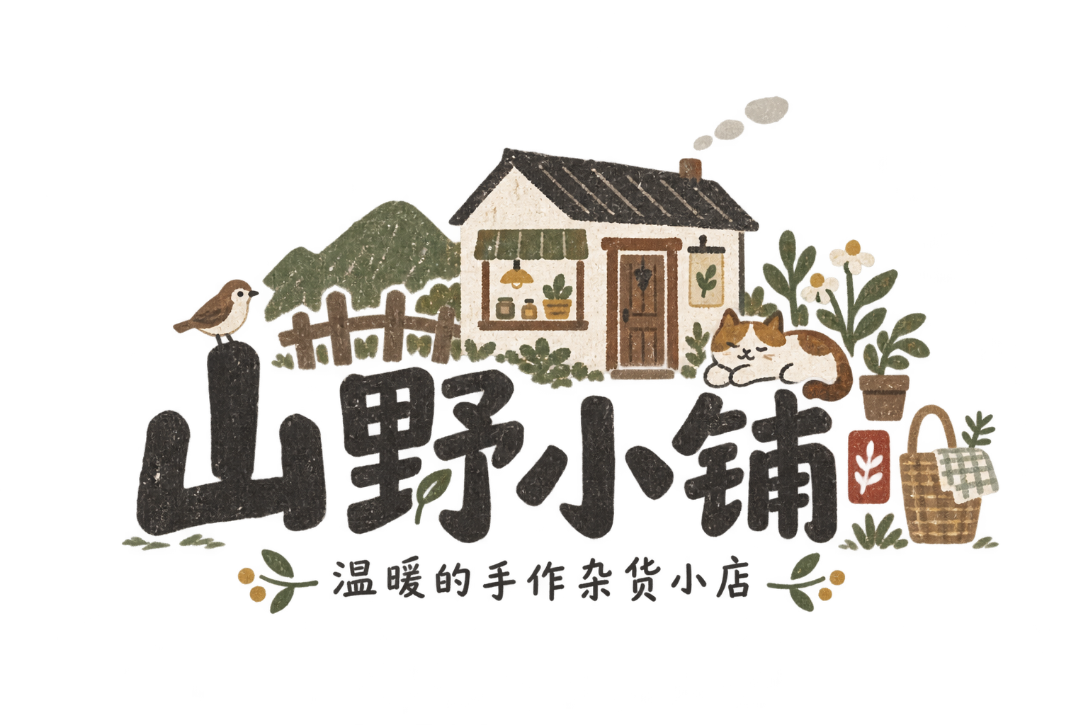 稚拙民艺风格中文品牌Logo设计