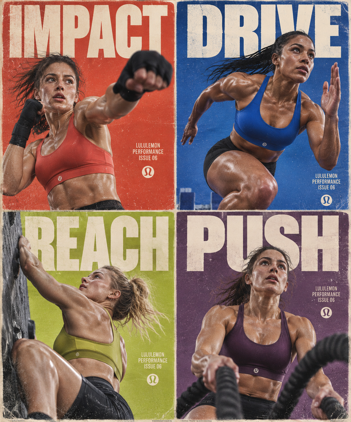 Affiche en quatre panneaux Lululemon esthétique d'impact