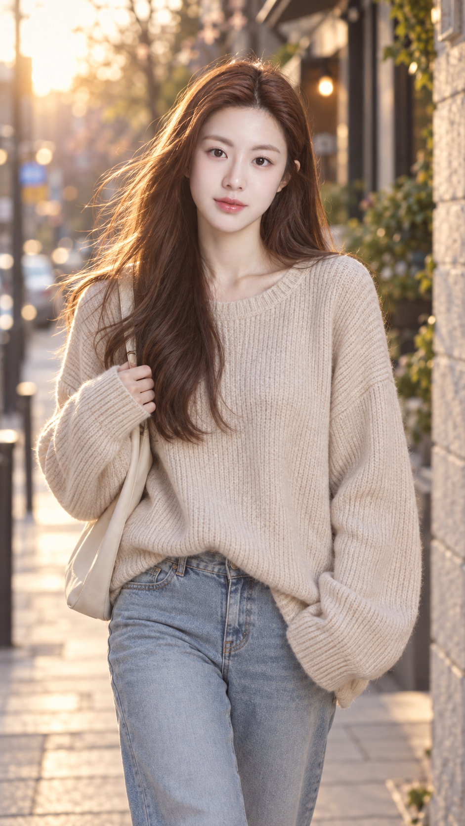 超写実的な韓国風カジュアルな成人女性のシネマティックポートレート
