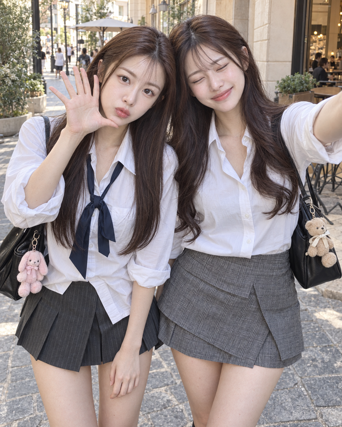 日本人アイドル風の成熟した女性二人のストリート自然スナップ