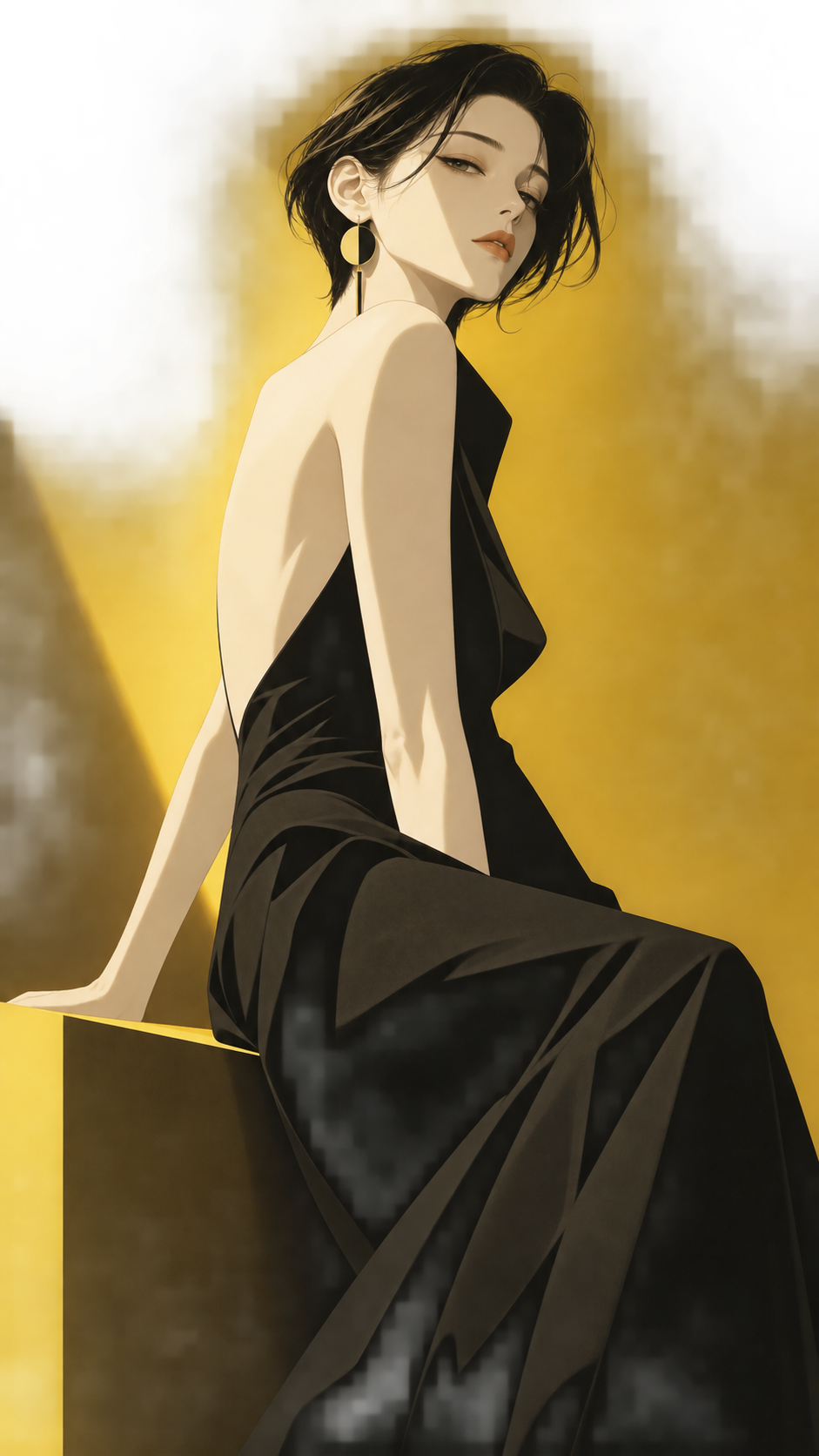 Couverture d'illustration de mode japonaise minimaliste jaune et noire