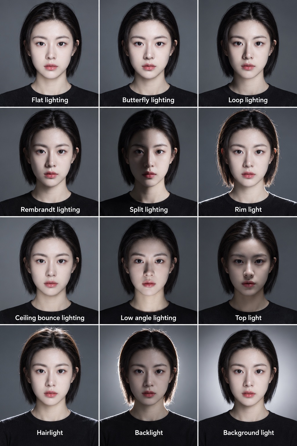 Nhiếp ảnh chân dung studio: 12 sơ đồ so sánh ánh sáng