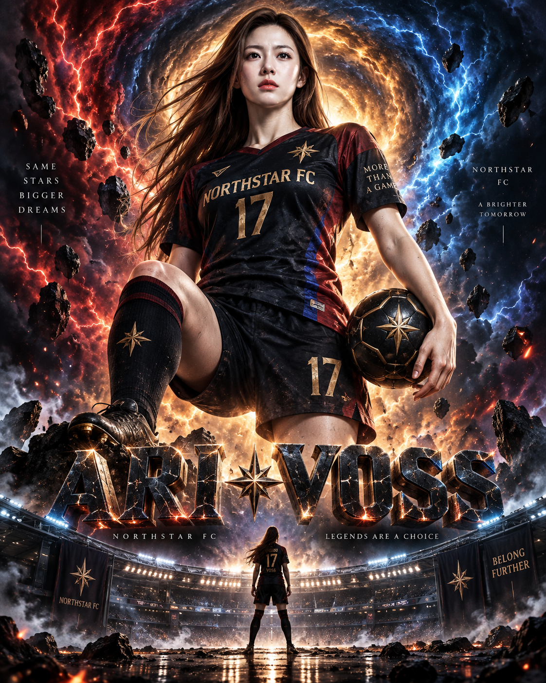 オリジナル大人向けサッカー伝説宇宙嵐ポスター
