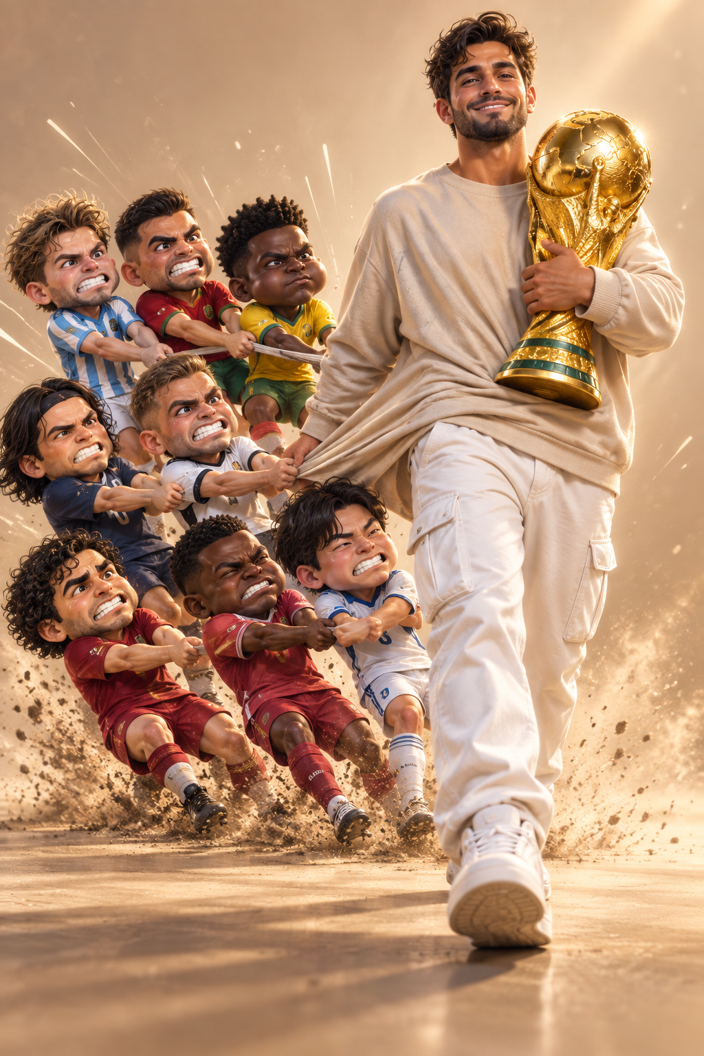 Illustration 3D d'un champion de football et d'un joueur chibi style Pixar
