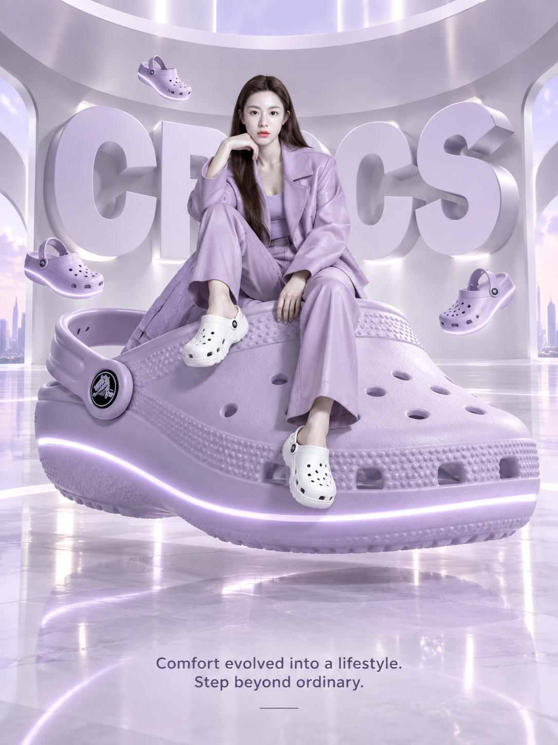 未来的ラグジュアリーファッションCrocs広告ポスター