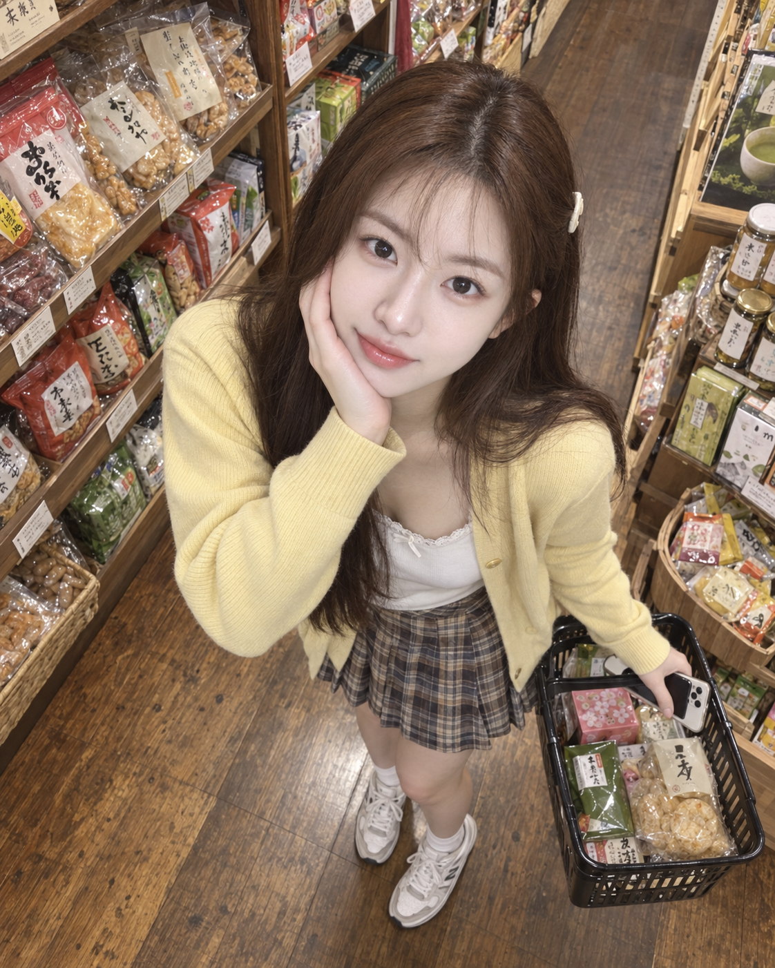 Photo lifestyle en plongée d'une femme adulte faisant du shopping dans une boutique japonaise