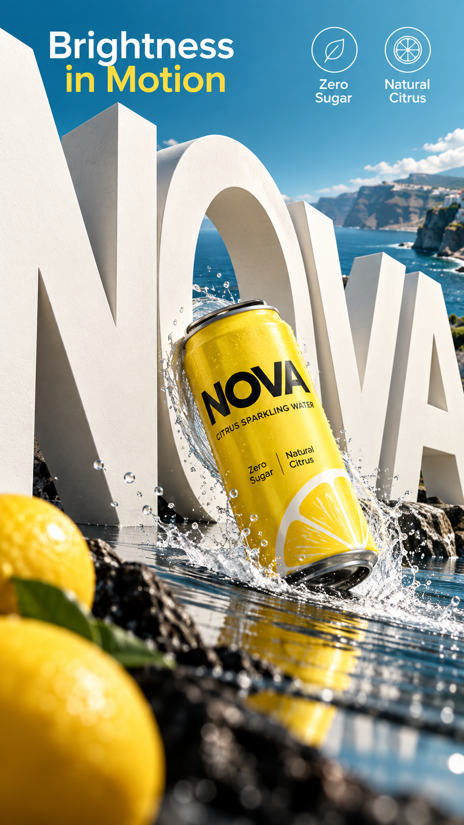 Campagne typographique NOVA aux agrumes