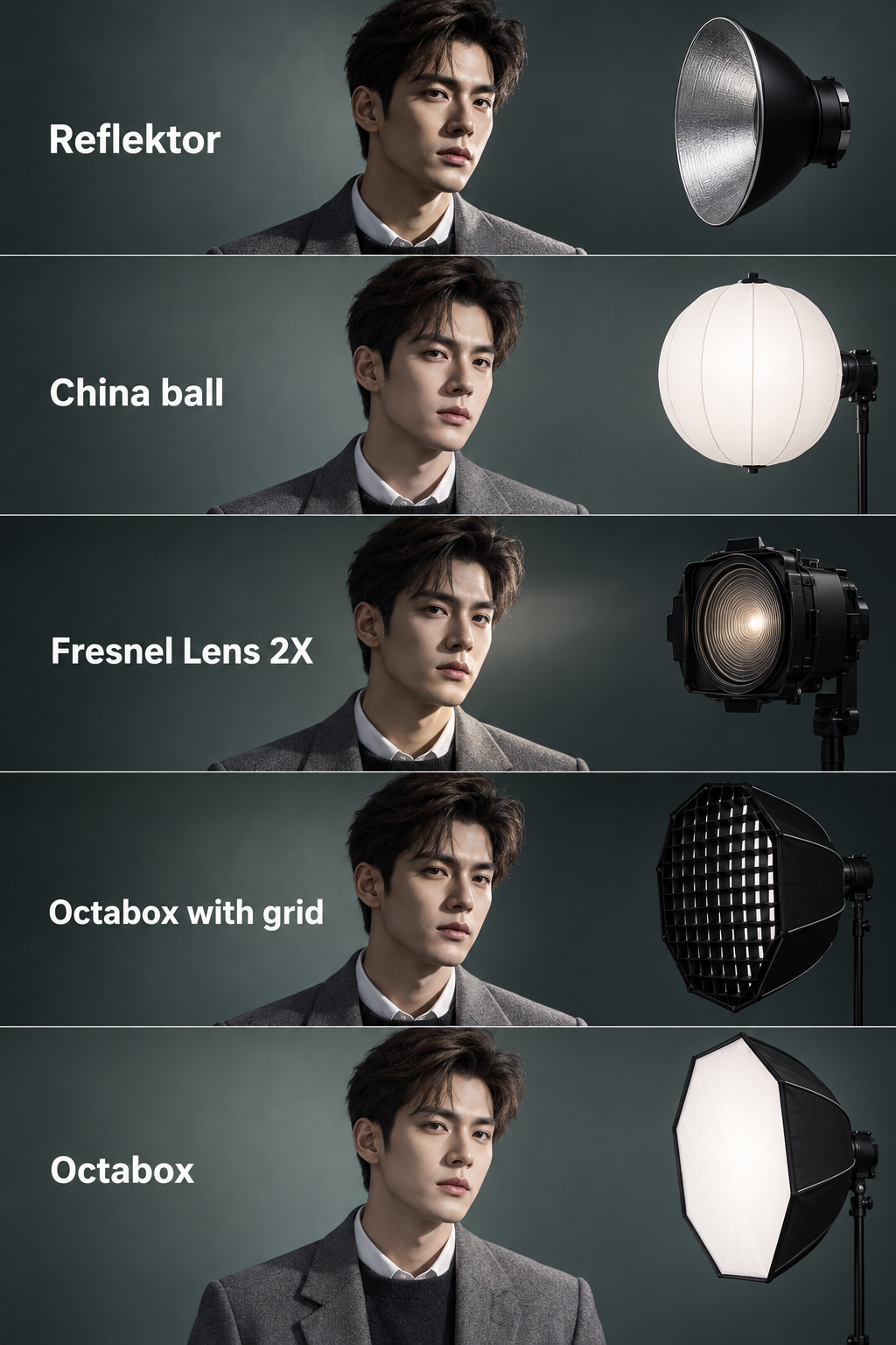 Infographic so sánh năm cột phụ kiện chiếu sáng quay phim điện ảnh