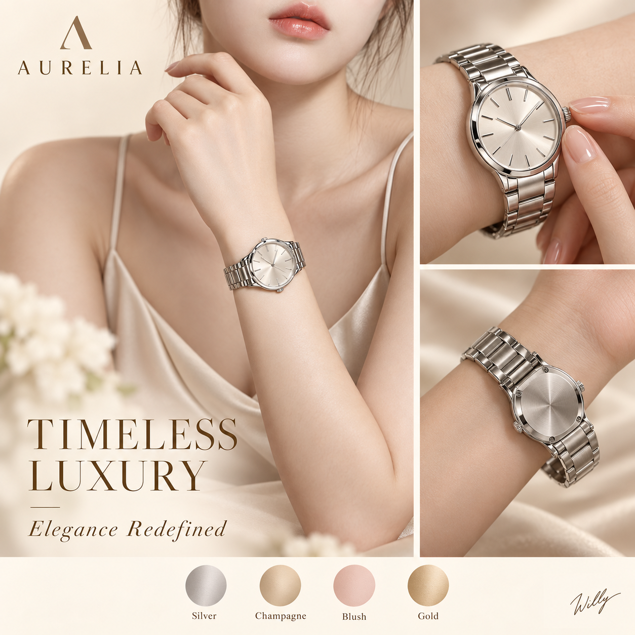 AURELIA Оригинальный минималистичный люксовый постер с сеткой часов