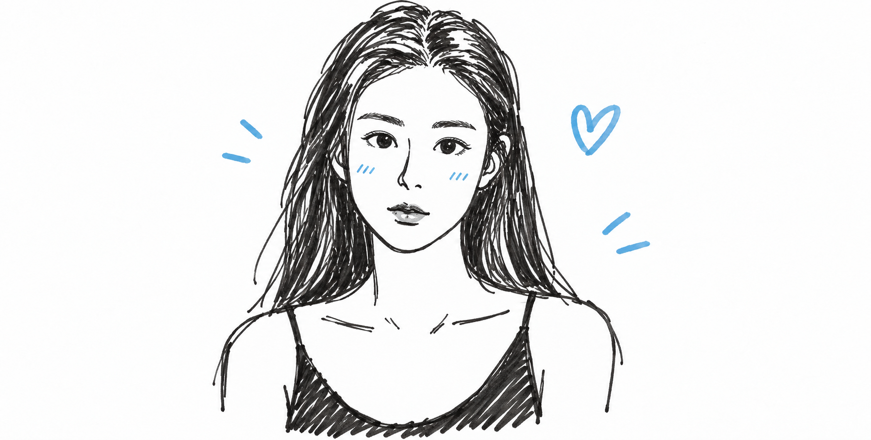 シンプルな黒ペン手描き落書き風イラスト