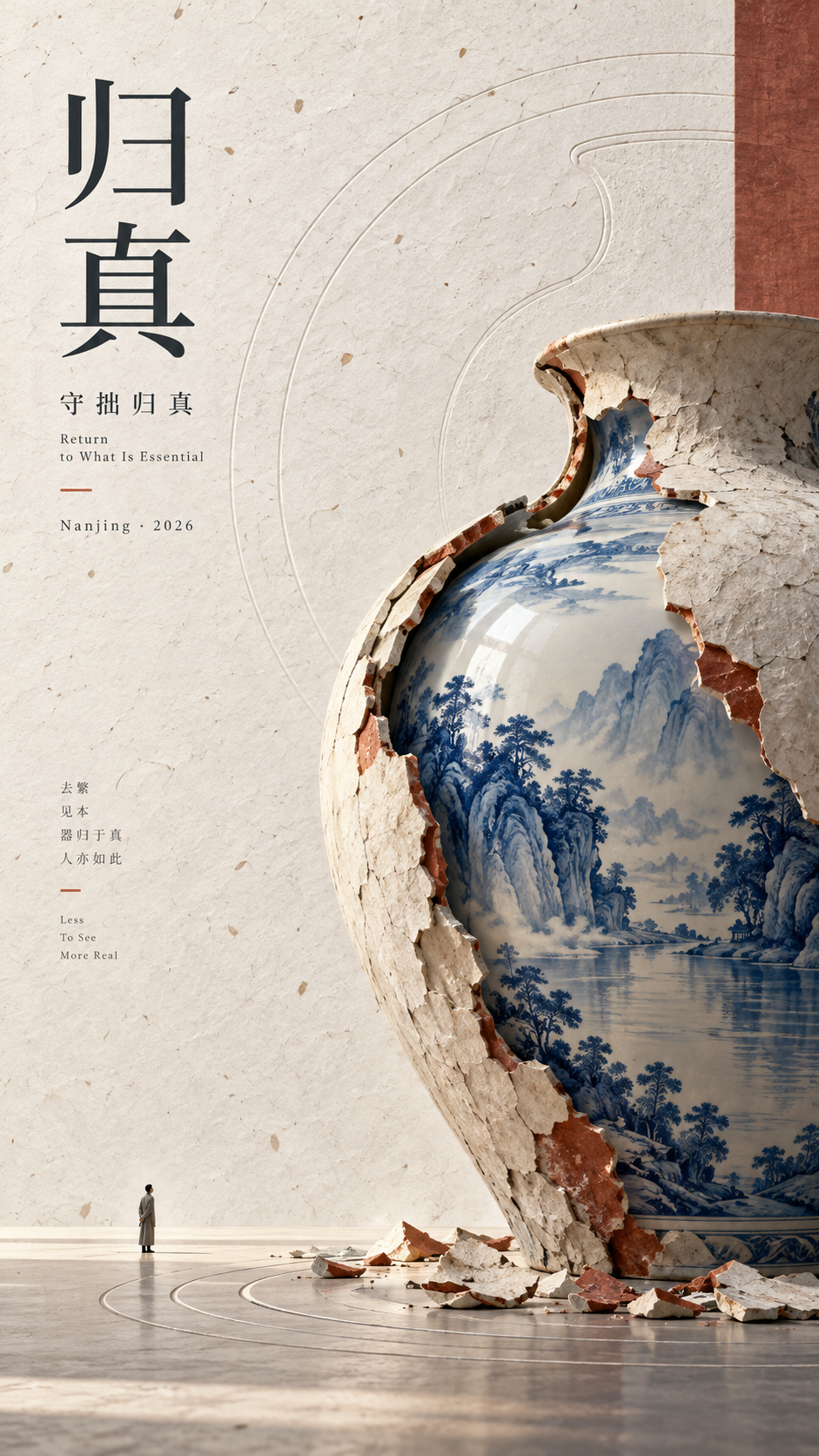 东方留白当代装置艺术海报设计提示词
