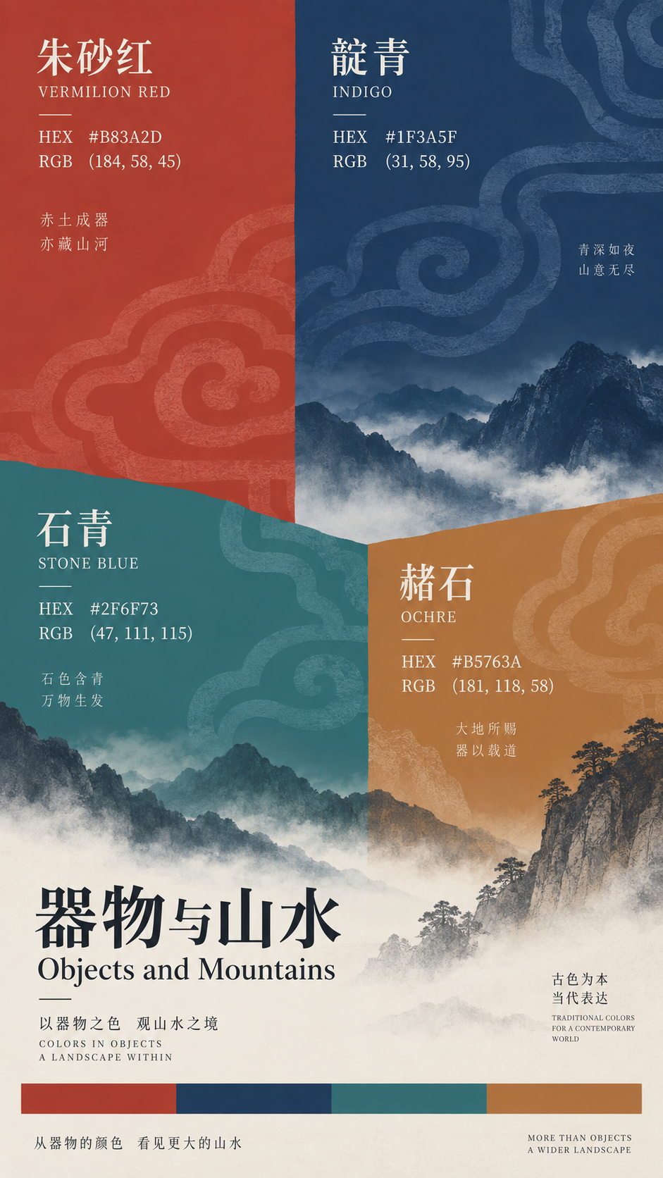 东方传统色现代社论配色研究海报