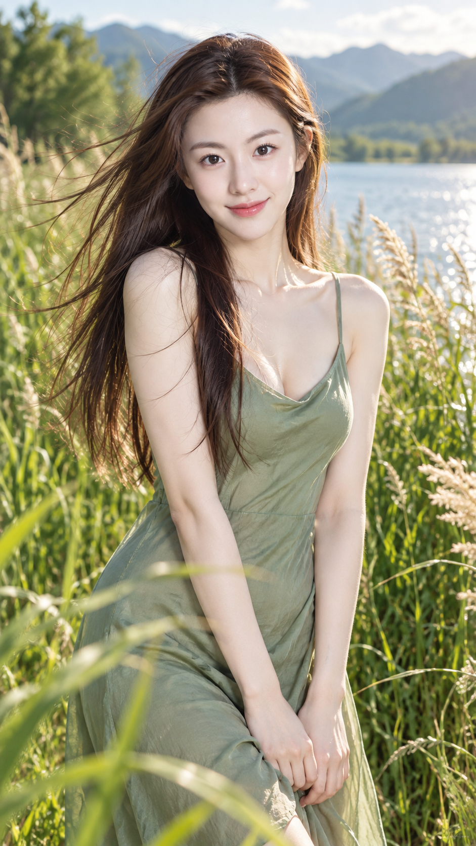 Summer Breeze Portrait of an East Asian Woman Outdoors
