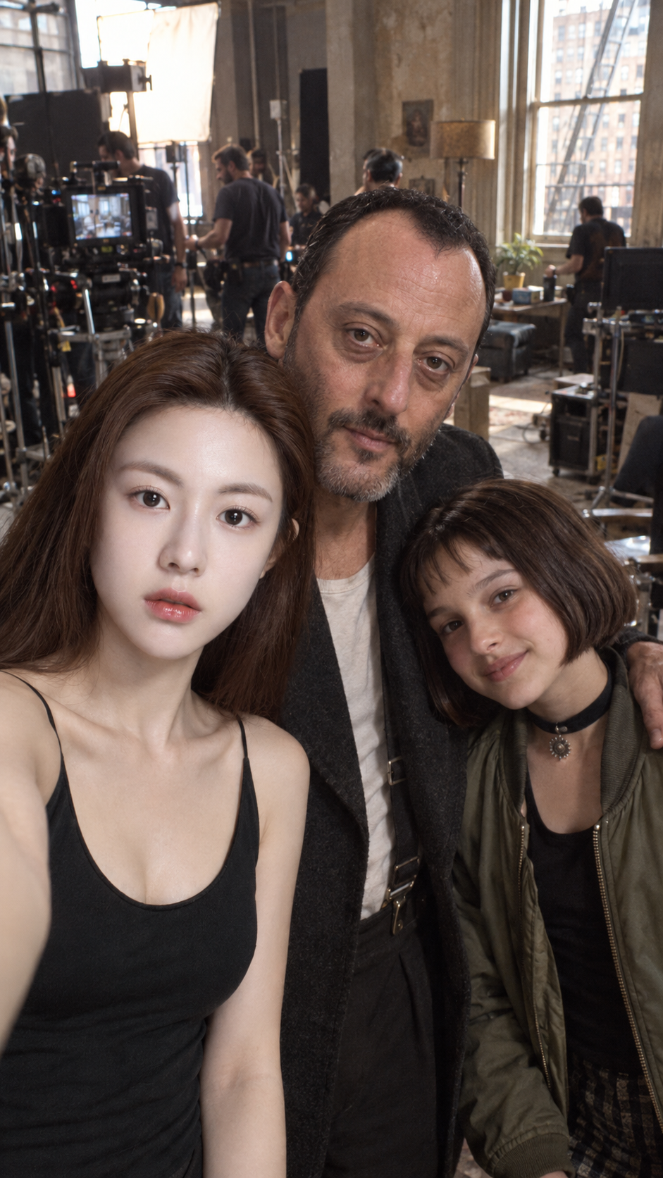 Dans les coulisses : selfie à trois sur le tournage de Léon
