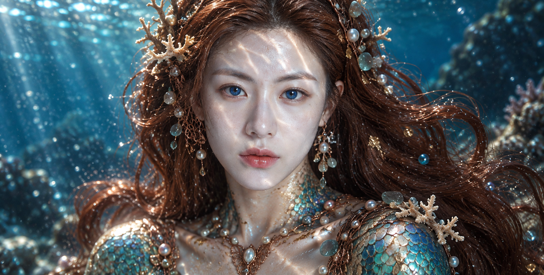 Hyperrealistic Cinematic Adult Mermaid Ruler Close-Up