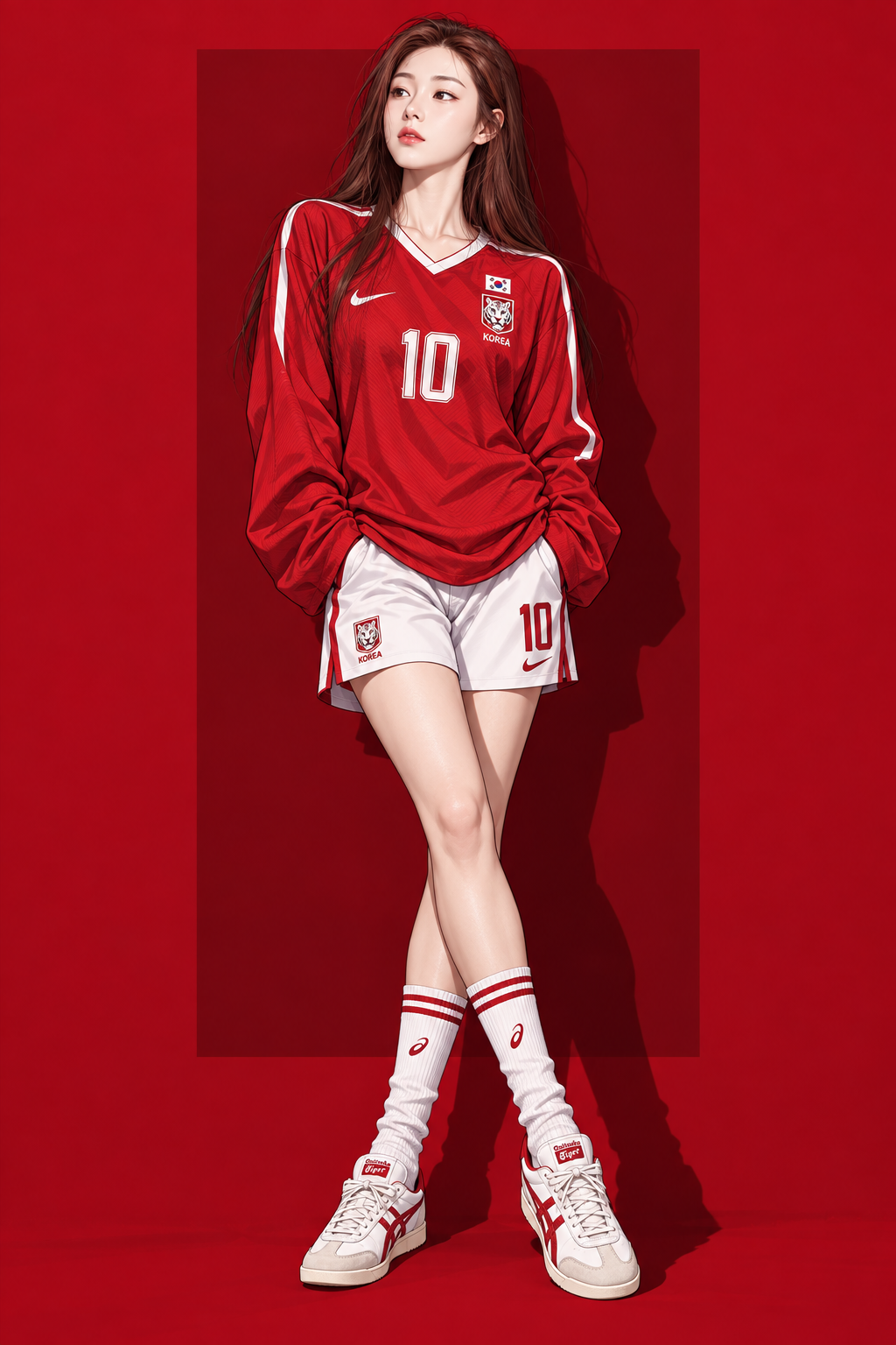 現代アニメ風サッカー選手のファッションイラスト