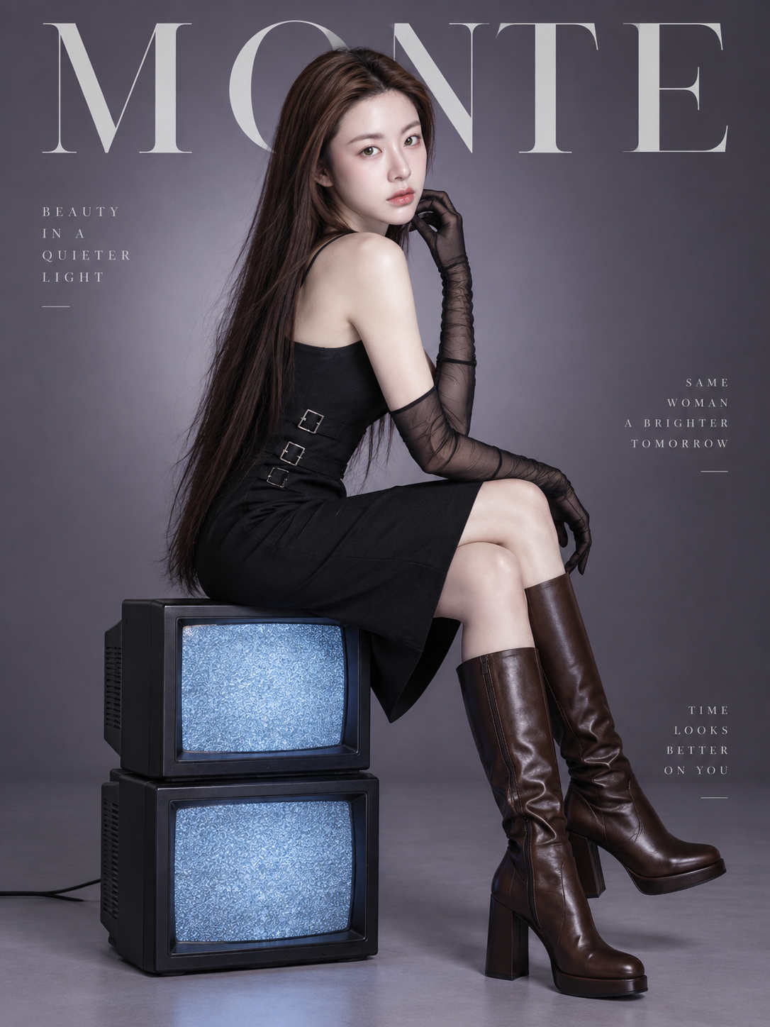 Couverture de magazine de mode haut de gamme à l'esthétique électronique rétro