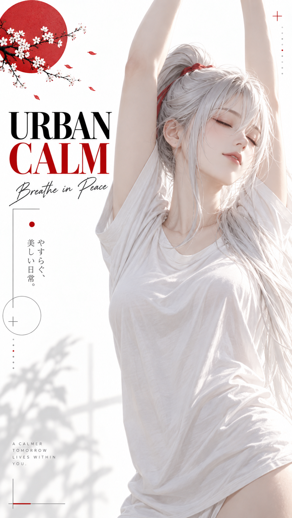 Affiche de mode urbaine apaisante, luxe léger japonais
