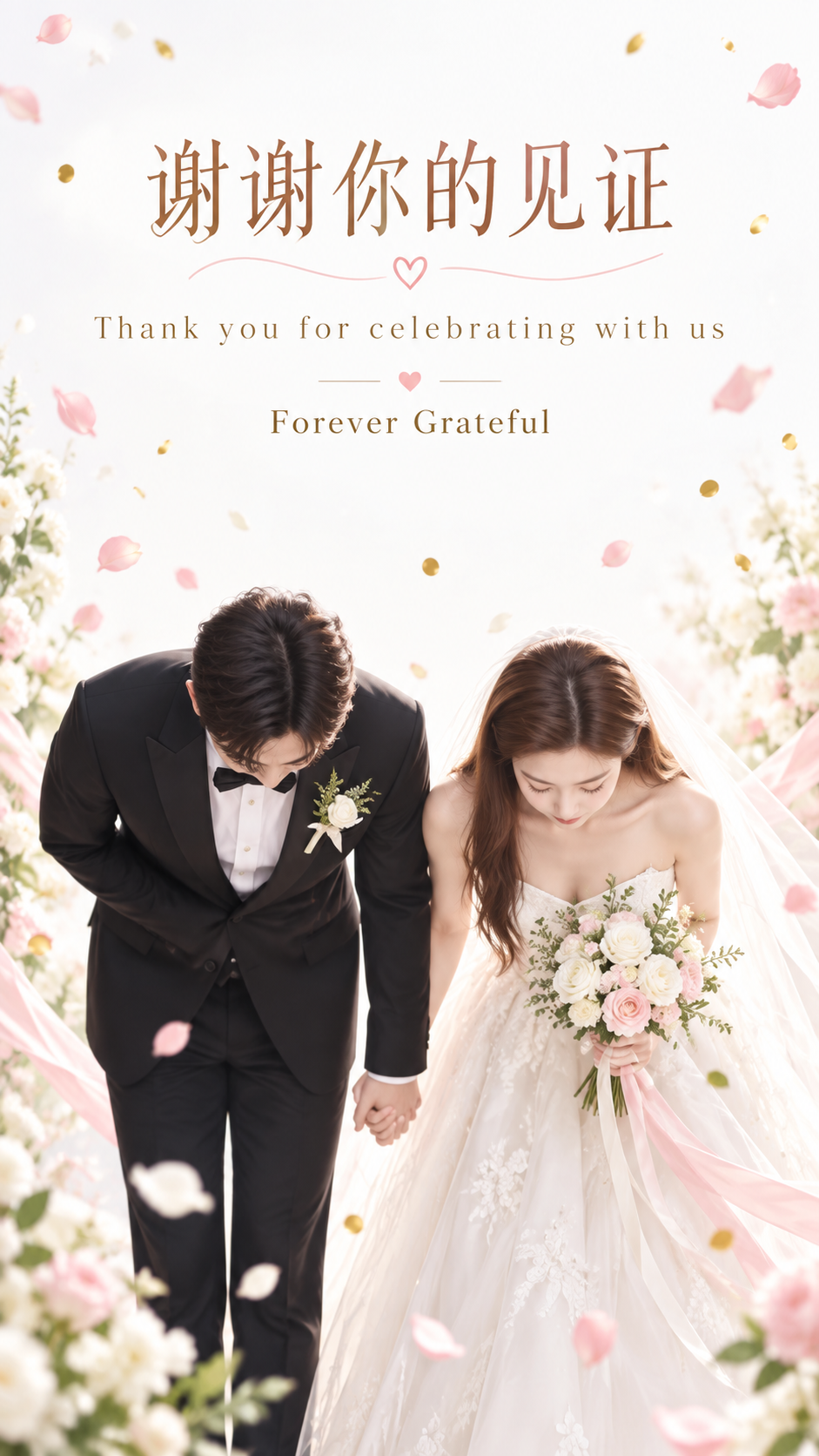 結婚式のフィナーレ感謝を伝える明るい余白のイラスト