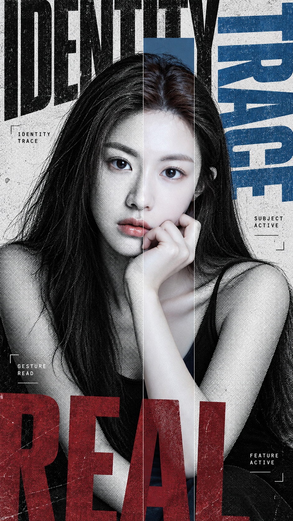 Experimental Character Poster Halftone Scan Effect