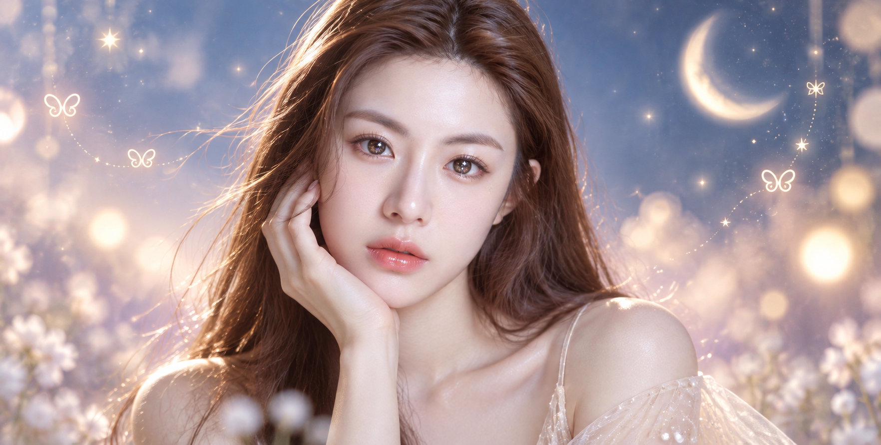 夢幻的な大人の女性と煌めく星の瞳