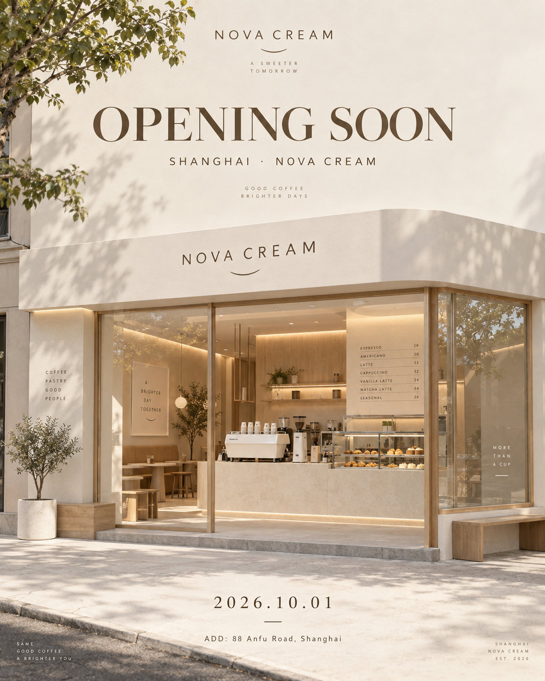 NOVA CREAM Coffee Shop Opening Announcement Commercial Poster