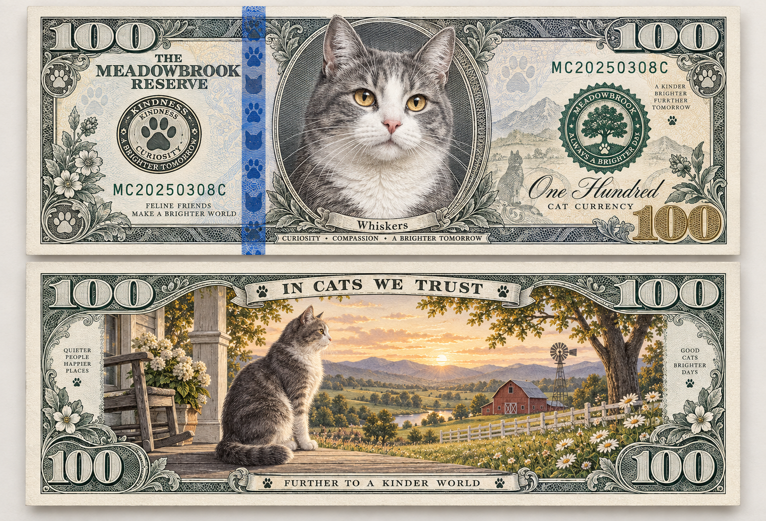 Cat-Themed Fictional 100-Yuan Commemorative Banknote