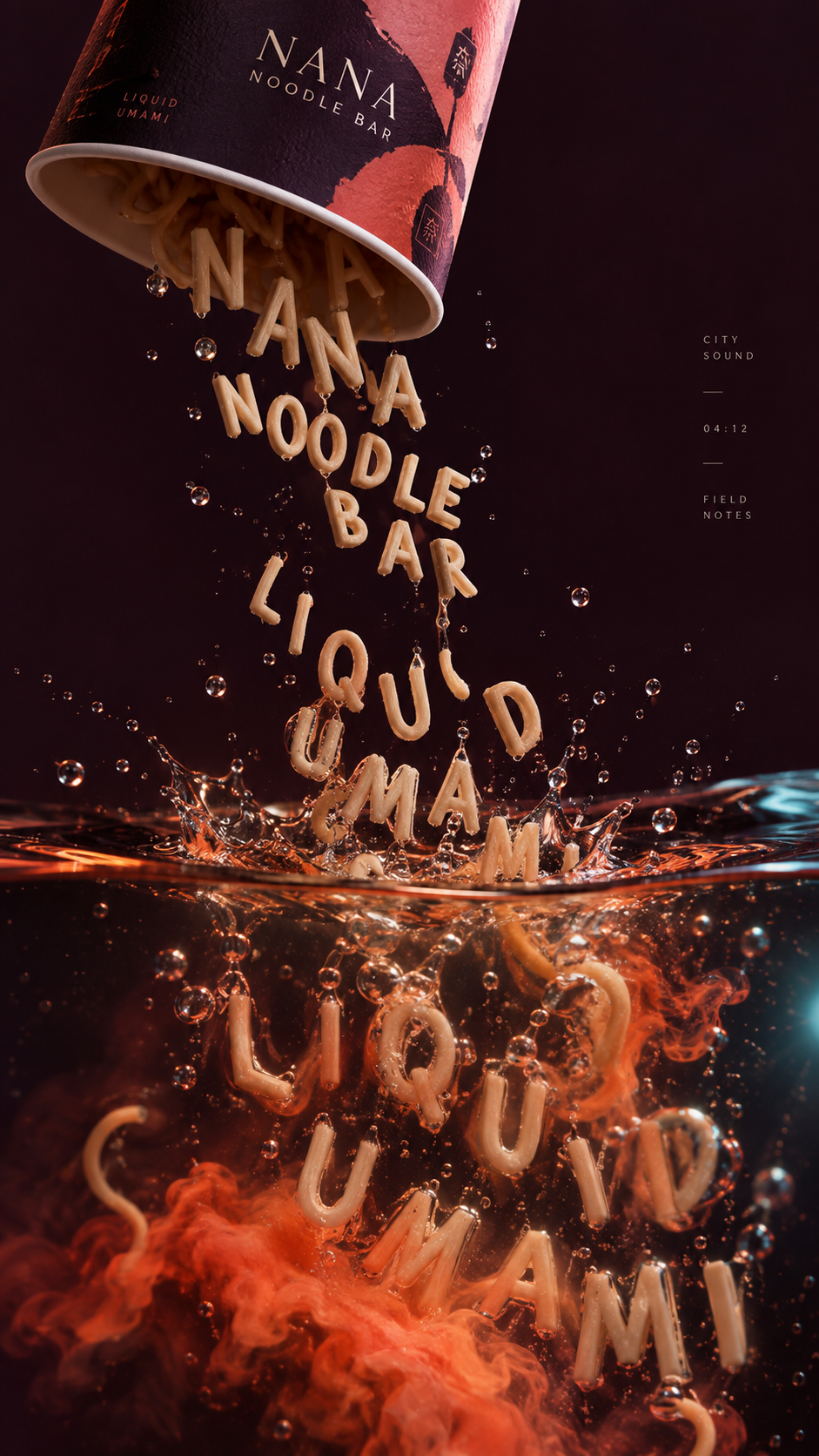 Affiche interactive de typographie liquide expérimentale