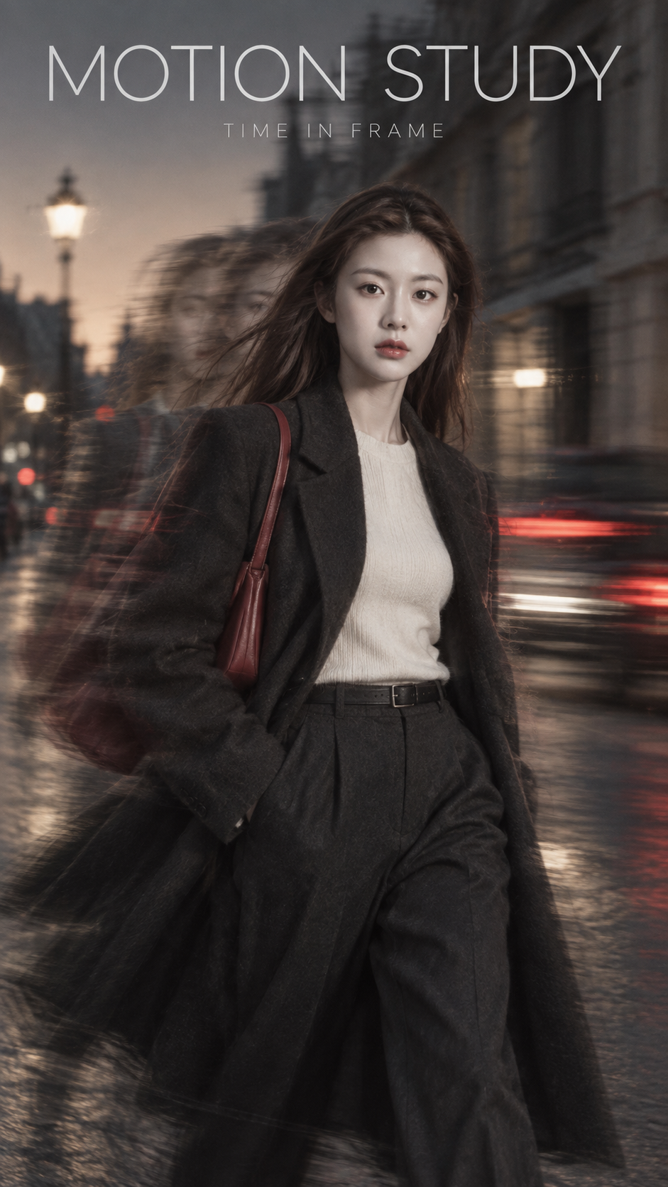 スローシャッターのファッション誌ポスター写真プロンプト — AI image creation