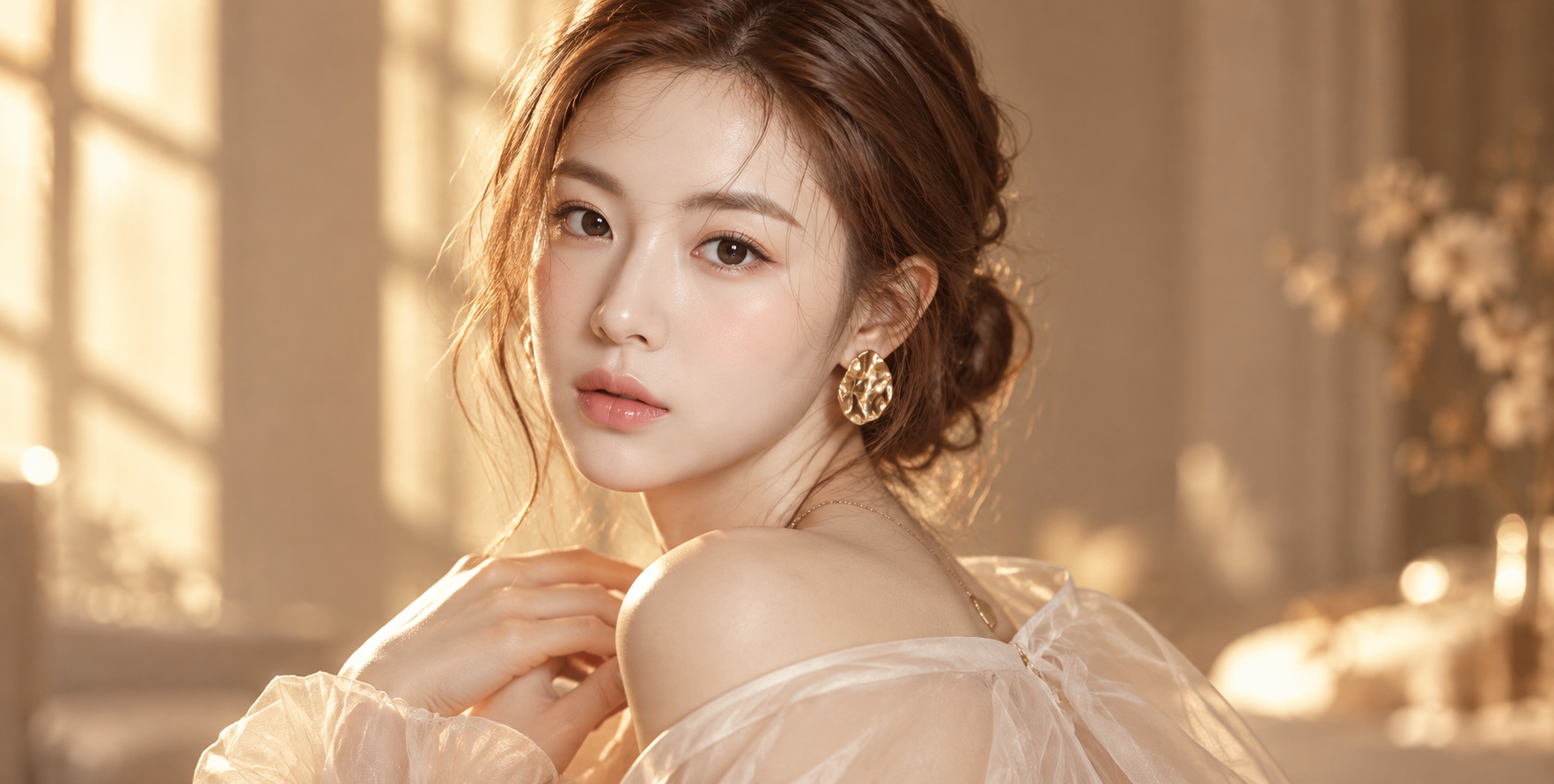 韓国風の美しい女性ハイエンドファッションポートレート