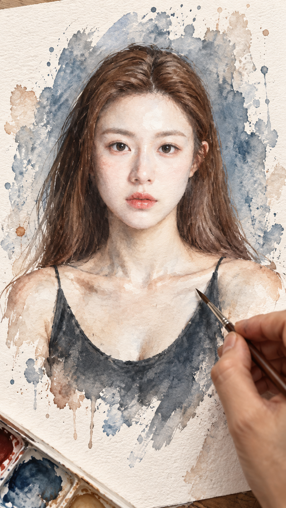 Expressive Freehand Watercolor Portrait Illustration