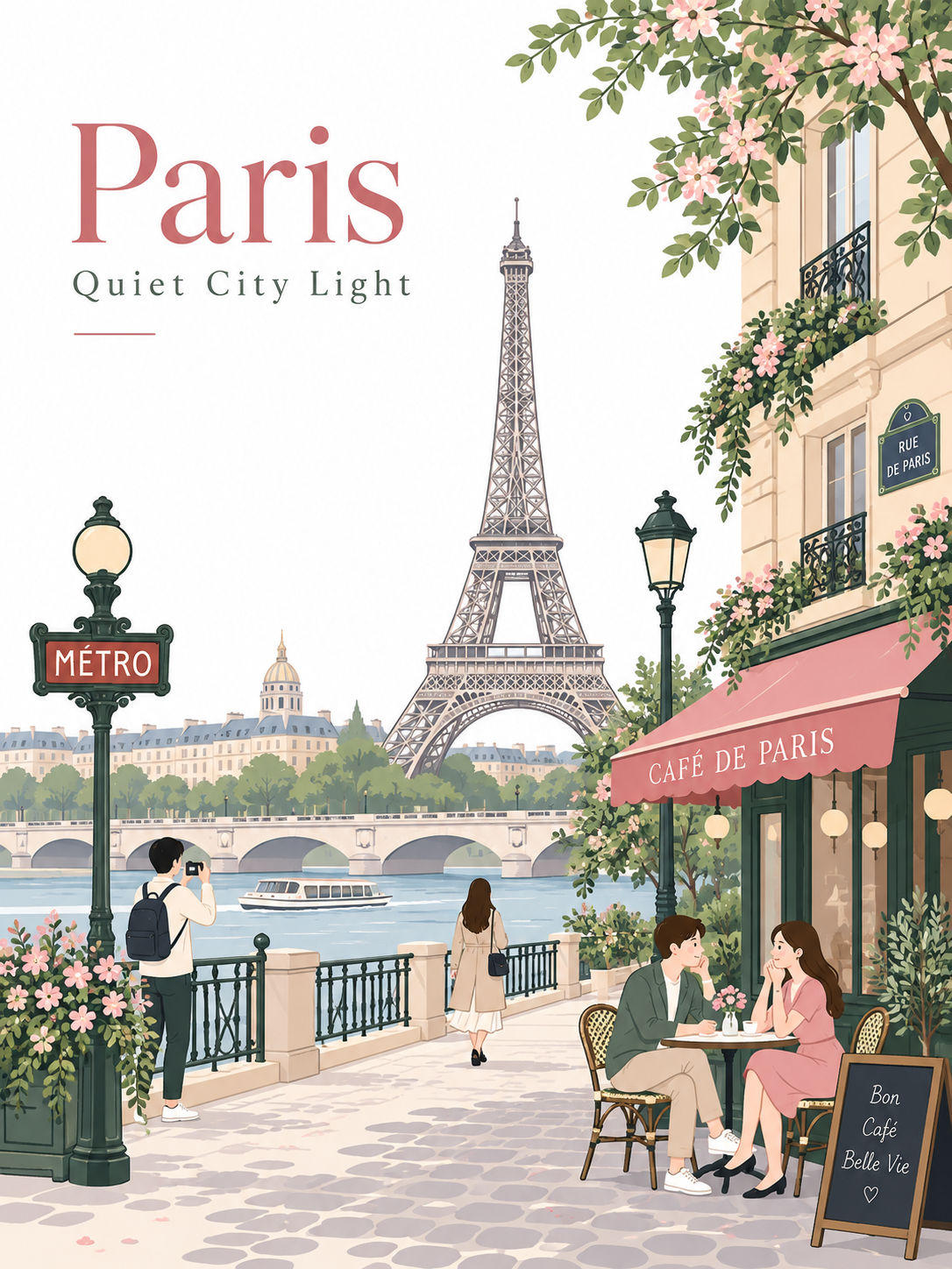 ミニマルフラットベクター都市旅行ポスター